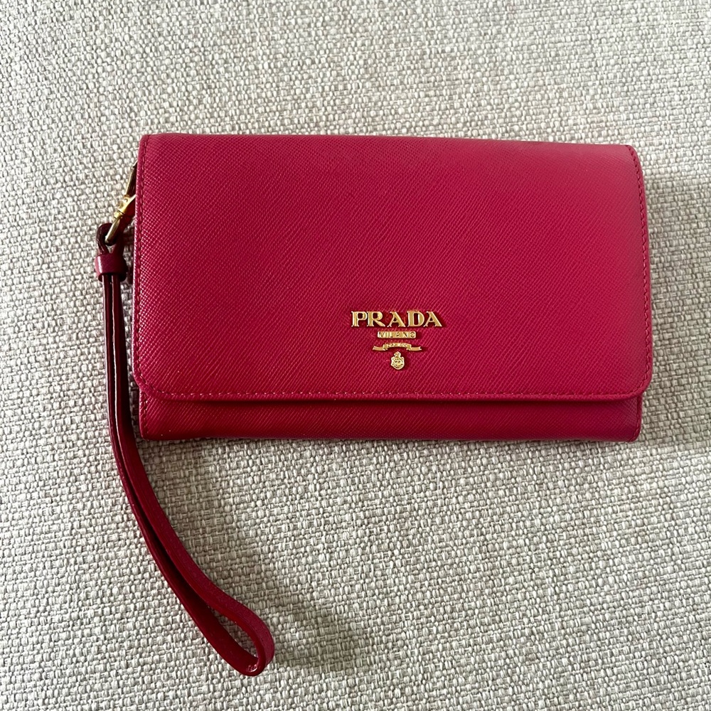 Prada Red Leather Clutch